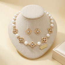 Load image into Gallery viewer, Cream Cotton Pearl and Luxe Mono Flower Necklace
