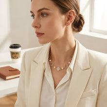 Load image into Gallery viewer, Gold Pave Quatrefoil Clover Cotton Pearl Necklace
