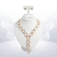 Load image into Gallery viewer, Y Gold Round Link Clear Glass Pyramid Necklace
