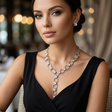 Load image into Gallery viewer, Y Silver Round Link Clear Glass Pyramid Necklace

