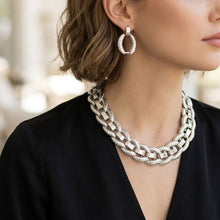 Load image into Gallery viewer, Silver Textured Overlapping Link Chain Necklace
