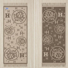 Load image into Gallery viewer, Faux Cashmere Brown Beige Motif Rectangle Scarf
