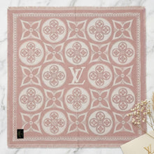 Load image into Gallery viewer, Faux Cashmere Pink Beige Motif Shawl Square Scarf

