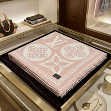 Load image into Gallery viewer, Faux Cashmere Pink Beige Motif Shawl Square Scarf
