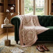 Load image into Gallery viewer, Faux Cashmere Pink Beige Motif Shawl Square Scarf
