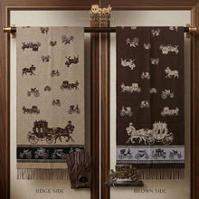 Load image into Gallery viewer, Faux Cashmere Brown Black Motif Rectangle Scarf
