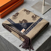 Load image into Gallery viewer, Faux Cashmere Brown Black Motif Rectangle Scarf
