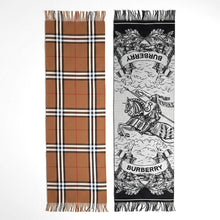 Load image into Gallery viewer, Faux Cashmere Brown Plaid Motif Rectangle Scarf
