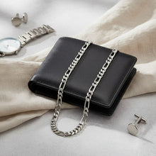 Load image into Gallery viewer, Mens 7mm Silver Stainless Steel Figaro Chain 20in
