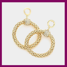 Load image into Gallery viewer, Gold Rhinestone Circle Dangle Hoop Earrings | 601052
