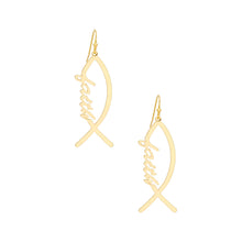 Load image into Gallery viewer, Fish Hooks Faith Fish Gold Earrings for Women
