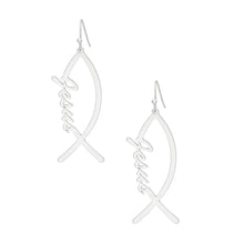 Load image into Gallery viewer, Fish Hooks Jesus Fish Silver Earrings for Women
