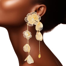 Load image into Gallery viewer, Dangle Gold Filigree Flower Cascade Earrings Women
