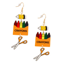 Load image into Gallery viewer, Fish Hook Crayons Pencil Scissor Earrings Women
