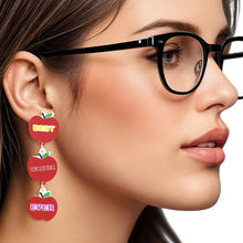 Load image into Gallery viewer, Fish Hook Apple Best Teacher Ever Earrings Women
