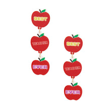 Load image into Gallery viewer, Fish Hook Apple Best Teacher Ever Earrings Women
