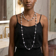Load image into Gallery viewer, Convertible Stretch Silver Bead 60 inch Necklace
