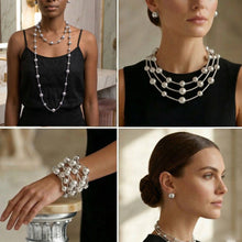 Load image into Gallery viewer, Convertible Stretch Silver Bead 60 inch Necklace
