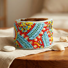 Load image into Gallery viewer, Cuff Boho Tribal Cabochon Turquoise Bead Bracelet
