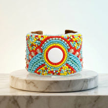 Load image into Gallery viewer, Cuff Boho Tribal Cabochon Turquoise Bead Bracelet
