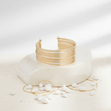 Load image into Gallery viewer, Cuff Gold 19 Row Stacked Bangle Bracelet Women
