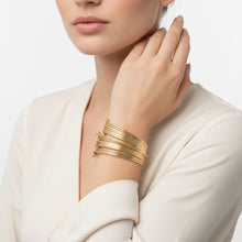 Load image into Gallery viewer, Cuff Gold 19 Row Stacked Bangle Bracelet Women
