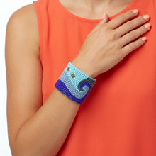 Load image into Gallery viewer, Cuff Tribal Blue Wave Hand Beaded Bracelet
