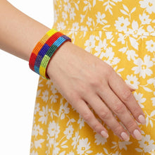 Load image into Gallery viewer, Cuff Tribal Rainbow Color Block Beaded Bracelet
