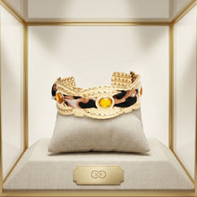 Load image into Gallery viewer, Leopard Print Mini Scarf Gold Bangle Bracelet
