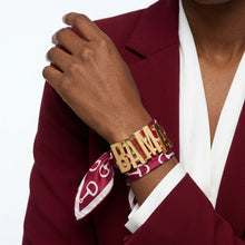 Load image into Gallery viewer, BAMA Gold Letter Charm Burgundy Scarf Bracelet
