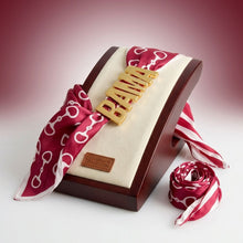 Load image into Gallery viewer, BAMA Gold Letter Charm Burgundy Scarf Bracelet
