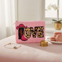 Load image into Gallery viewer, Coin Purse Leopard LOVE Cowgirl Pink Zipper Pouch
