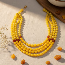 Load image into Gallery viewer, Glass Bead Yellow 4 Strand Tribal Layered Necklace
