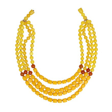 Load image into Gallery viewer, Glass Bead Yellow 4 Strand Tribal Layered Necklace
