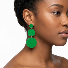 Load image into Gallery viewer, Dangle Green Mirror Triple Disc Drop Earrings
