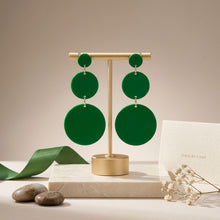 Load image into Gallery viewer, Dangle Green Mirror Triple Disc Drop Earrings
