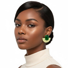 Load image into Gallery viewer, Stud Green Funky Retro Throwback Style Earrings
