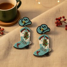 Load image into Gallery viewer, Drop Xmas Embroidered Bead Cowgirl Boots Earrings
