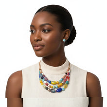 Load image into Gallery viewer, Stone Bead Layered Leather Cord Necklace Set
