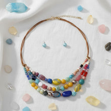 Load image into Gallery viewer, Stone Bead Layered Leather Cord Necklace Set
