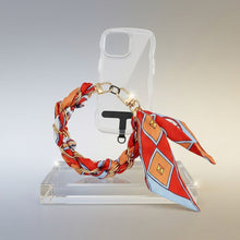 Load image into Gallery viewer, Phone Strap Red Woven Scarf Keychain Wristlet
