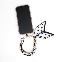 Load image into Gallery viewer, Phone Strap Black White Woven Scarf Keychain
