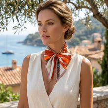 Load image into Gallery viewer, Horsebit Orange Equestrian Silky Scarf Necklace
