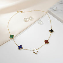 Load image into Gallery viewer, Chain Colorful 5 Motif Quatrefoil Clover Necklace
