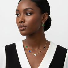 Load image into Gallery viewer, Chain Colorful 5 Motif Quatrefoil Clover Necklace
