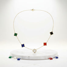 Load image into Gallery viewer, Chain Colorful 5 Motif Quatrefoil Clover Necklace
