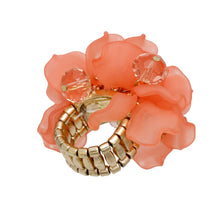 Load image into Gallery viewer, Cocktail Coral Sculpted Petal and Bead Flower Ring
