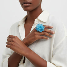 Load image into Gallery viewer, Cocktail Turquoise Sculpted Petal Bead Flower Ring
