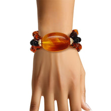Load image into Gallery viewer, Beaded Warm Caramel Swirl Amber Like Bracelet
