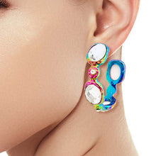 Load image into Gallery viewer, Vibrant Rainbow Crystal Hoops
